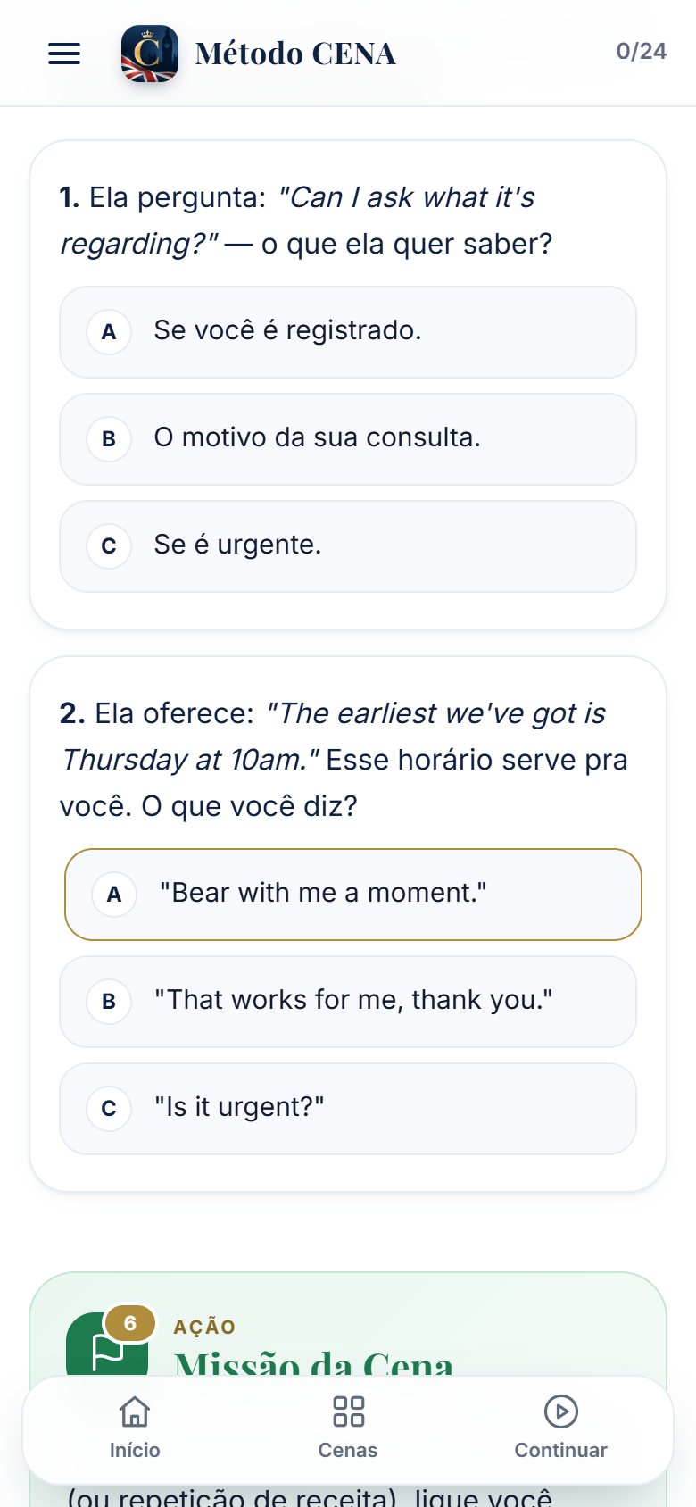 Tela do aplicativo: teste da cena