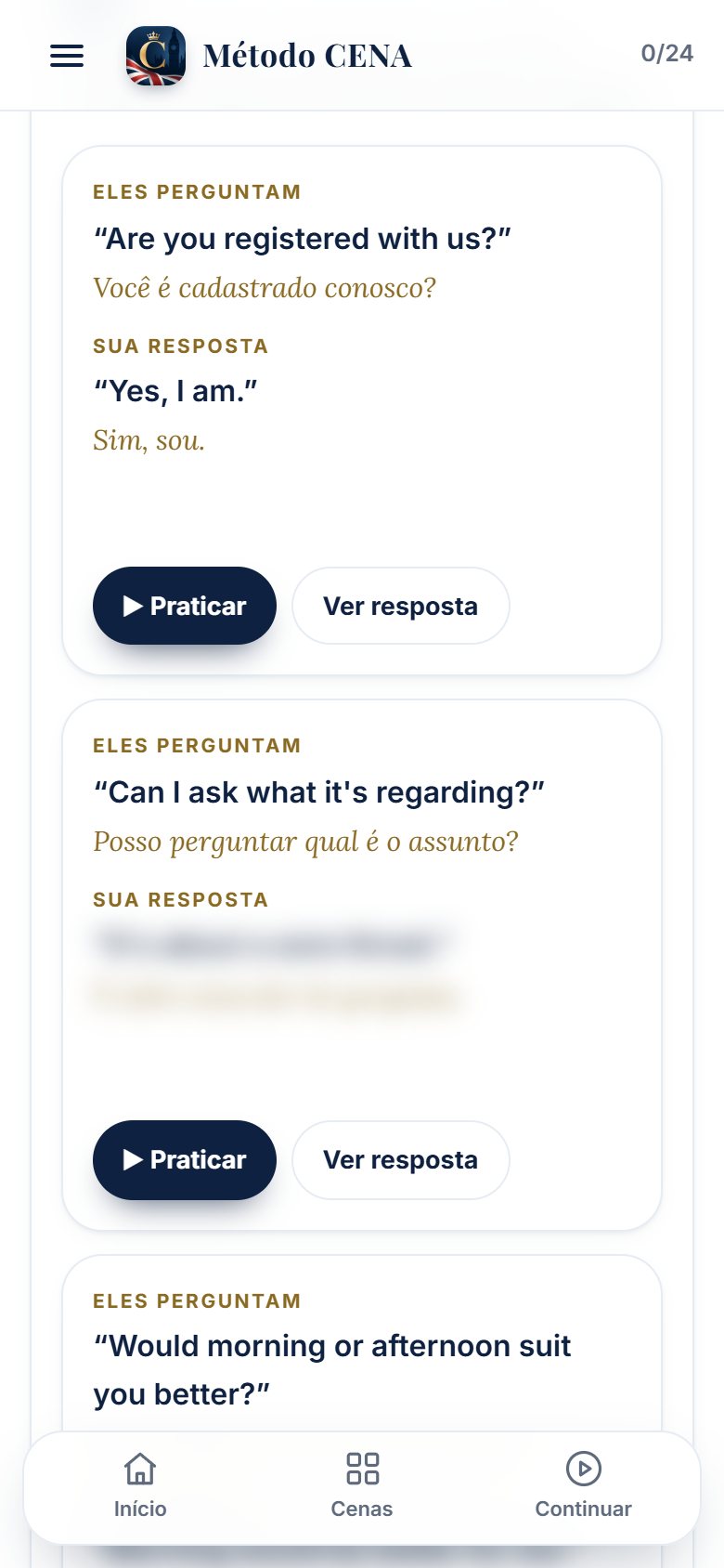 Tela do aplicativo: prática Sua Vez